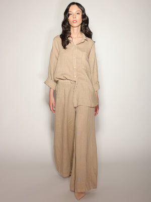 Camicia in lino con tasca