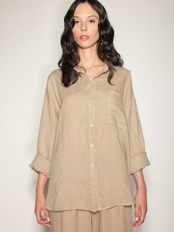 Camicia in lino con tasca