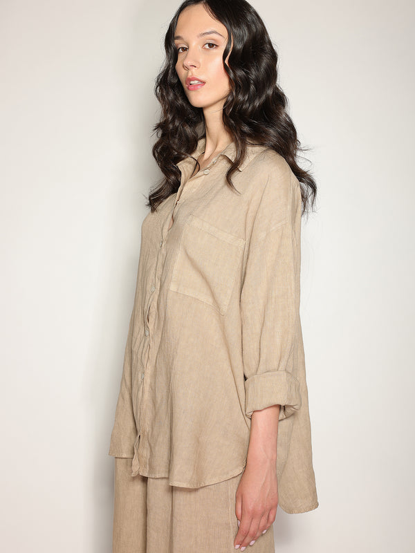 Camicia in lino con tasca