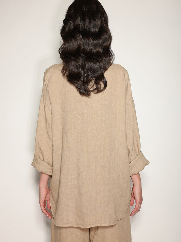 Camicia in lino con tasca