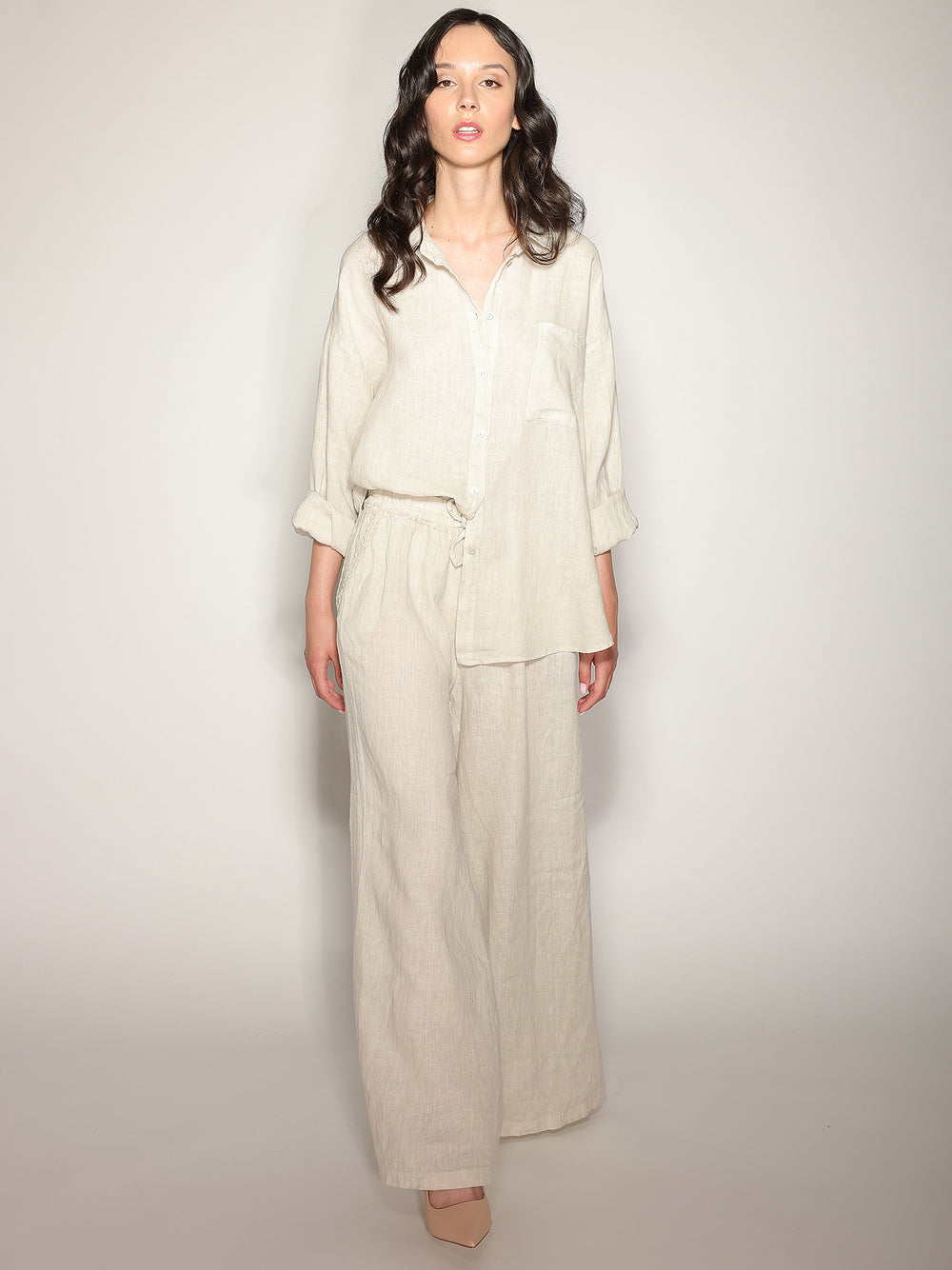 Camicia in lino con tasca