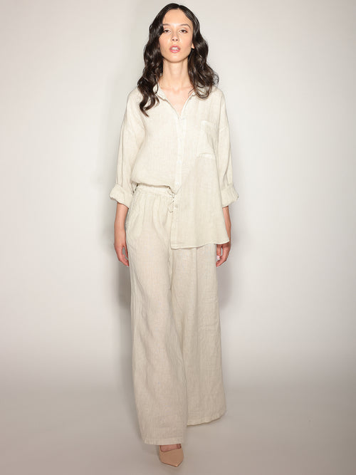 Camicia in lino con tasca