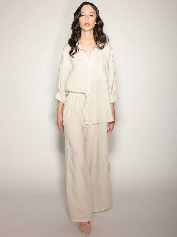 Camicia in lino con tasca