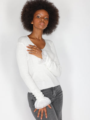 Maglia V con tulle