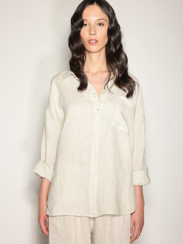 Camicia in lino con tasca