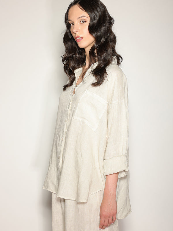 Camicia in lino con tasca