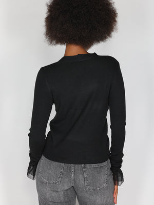 Maglia V con tulle