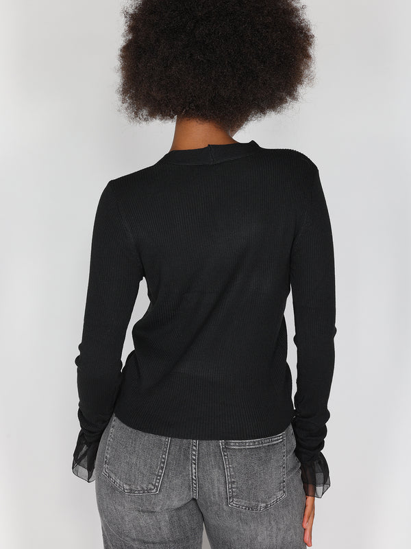 Maglia V con tulle
