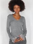 Maglia V con tulle