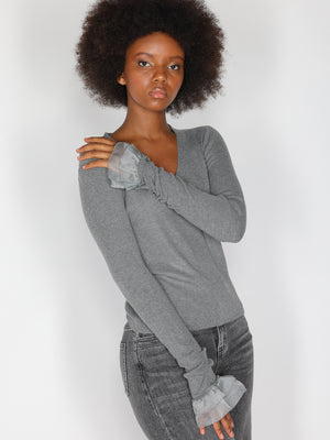 Maglia V con tulle