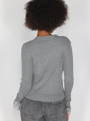 Maglia V con tulle