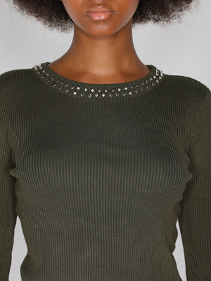 Maglia borchie collo e vita