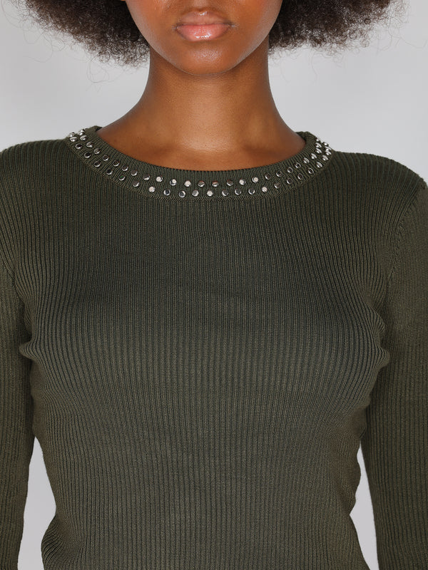 Maglia borchie collo e vita