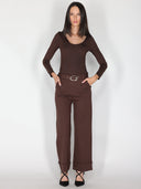 Pantalone palazzo con risvolto