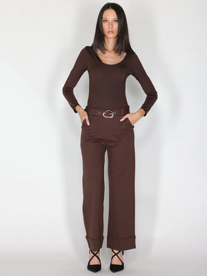Pantalone palazzo con risvolto