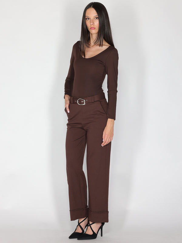 Pantalone palazzo con risvolto
