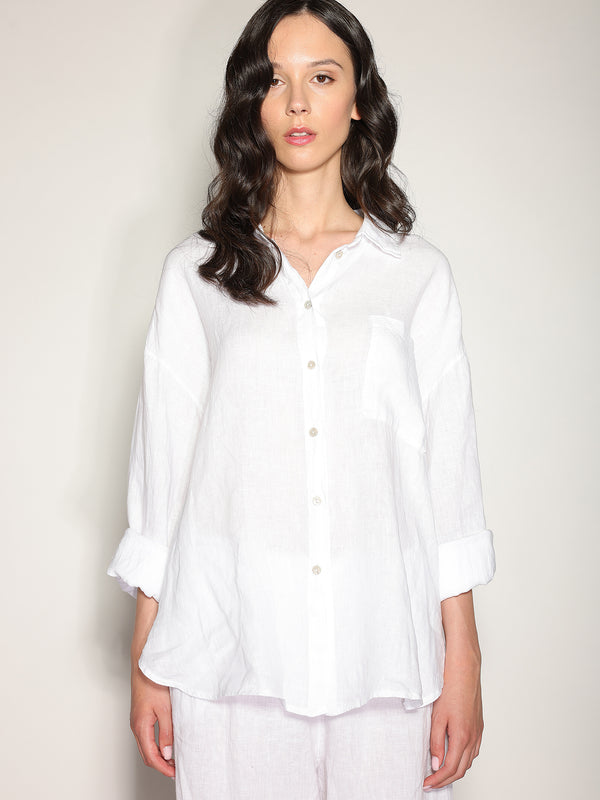 Camicia in lino con tasca