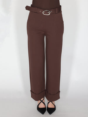 Pantalone palazzo con risvolto