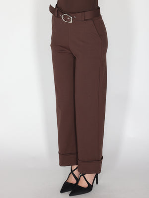 Pantalone palazzo con risvolto