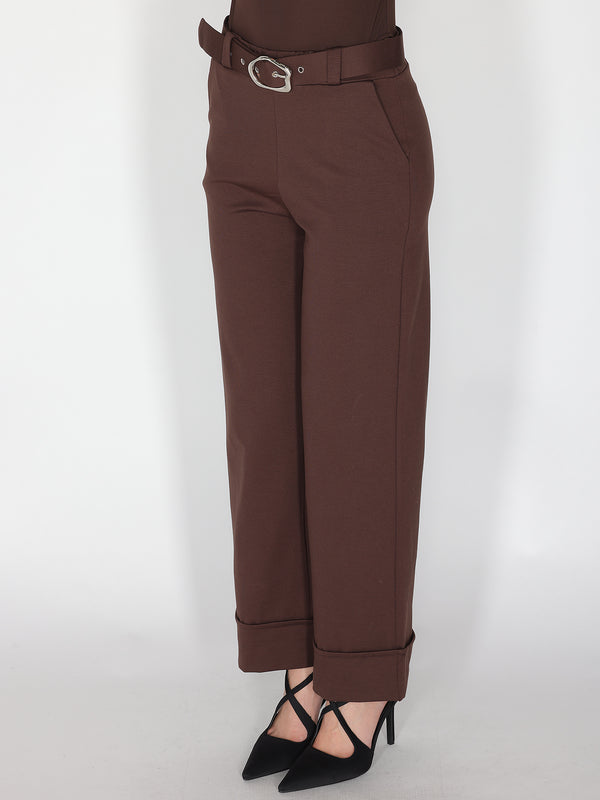 Pantalone palazzo con risvolto