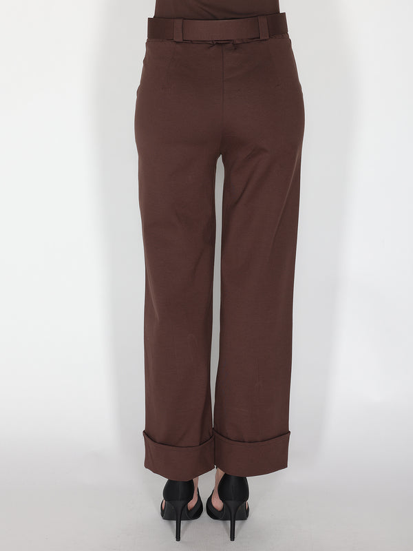 Pantalone palazzo con risvolto