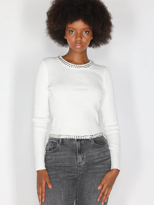 Maglia borchie collo e vita