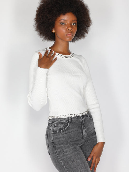 Maglia borchie collo e vita