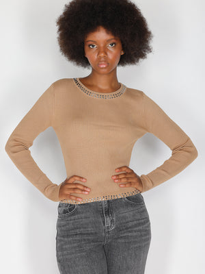 Maglia borchie collo e vita
