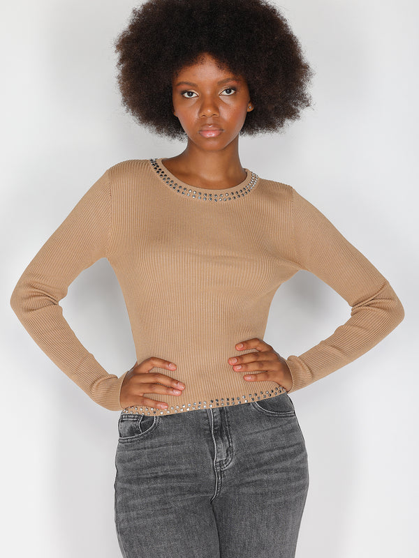 Maglia borchie collo e vita