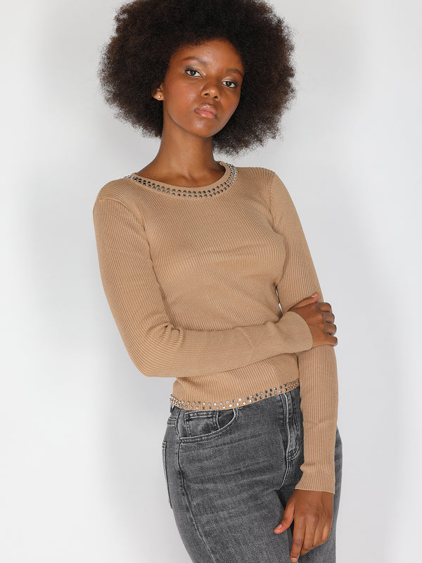 Maglia borchie collo e vita