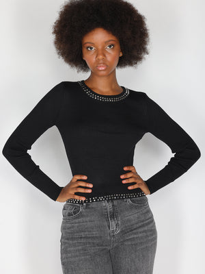 Maglia borchie collo e vita