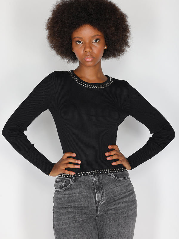 Maglia borchie collo e vita