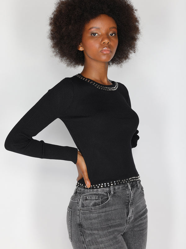 Maglia borchie collo e vita