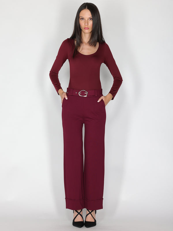 Pantalone palazzo con risvolto