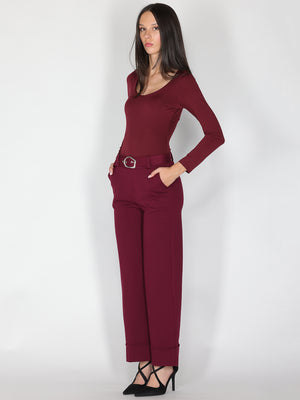Pantalone palazzo con risvolto