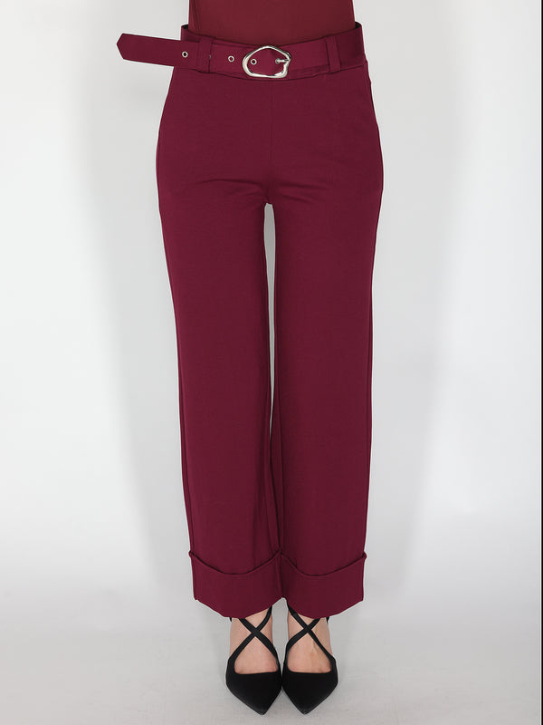 Pantalone palazzo con risvolto