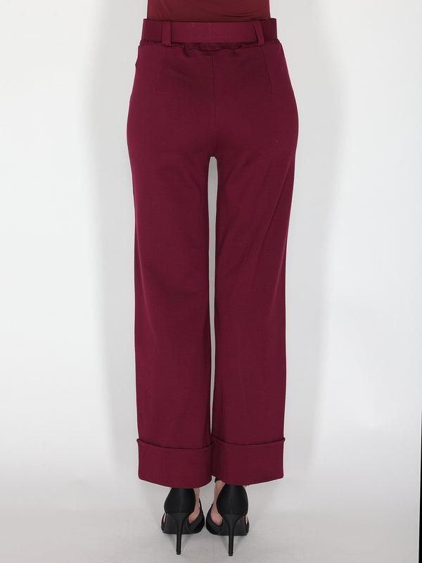 Pantalone palazzo con risvolto