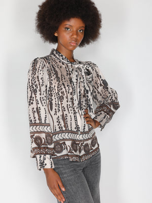 Camicia in fantasia con fiocco