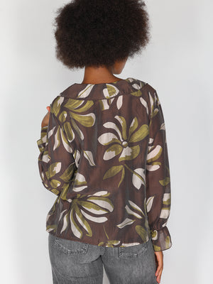 Maglia in fantasia con collo balze
