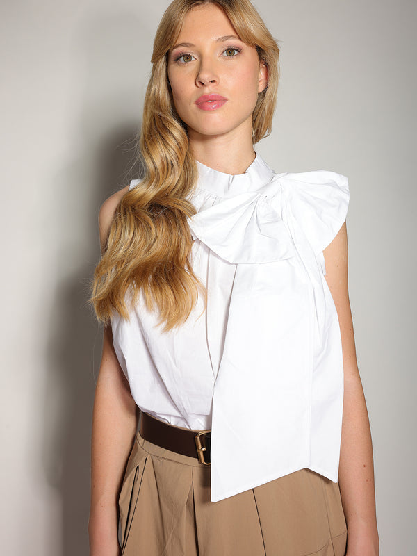 Top in cotone con fiocco