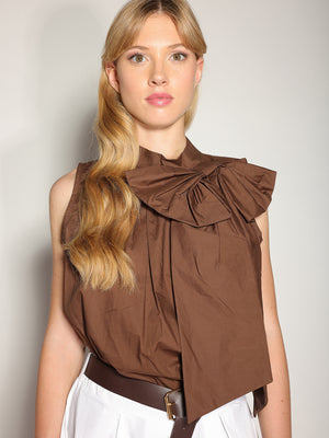 Top in cotone con fiocco