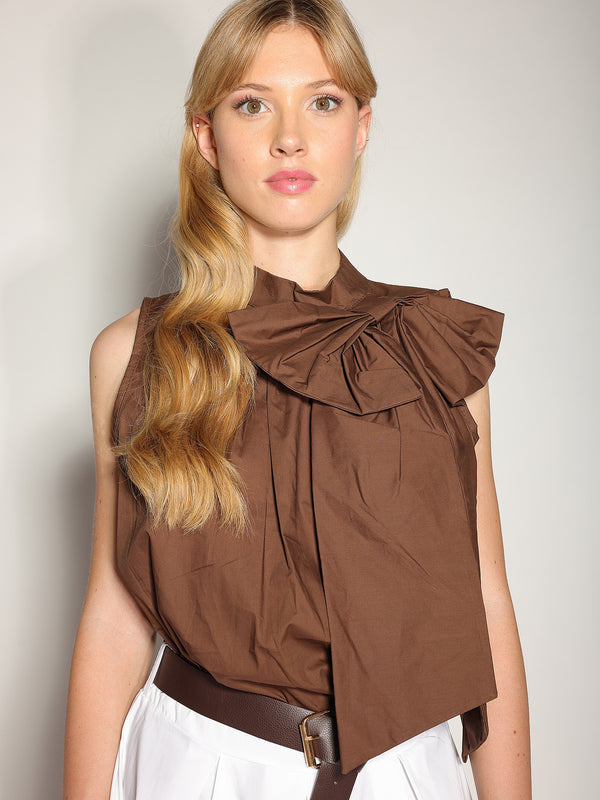 Top in cotone con fiocco