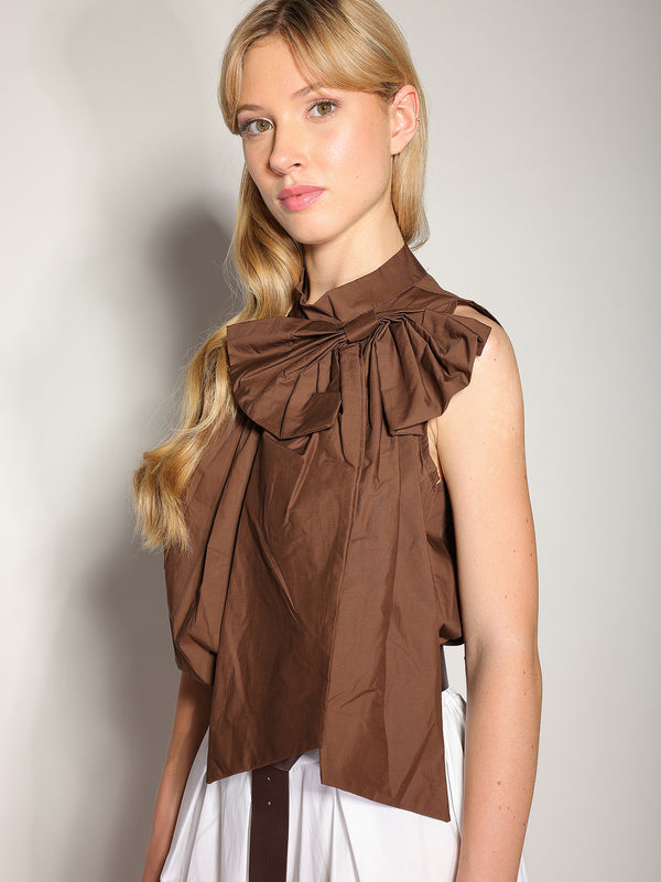 Top in cotone con fiocco