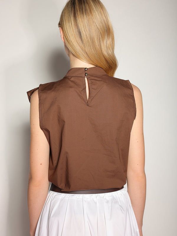 Top in cotone con fiocco