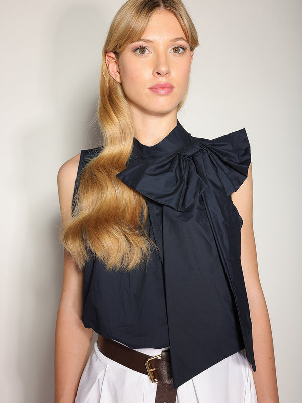 Top in cotone con fiocco