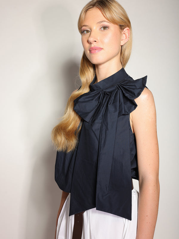 Top in cotone con fiocco