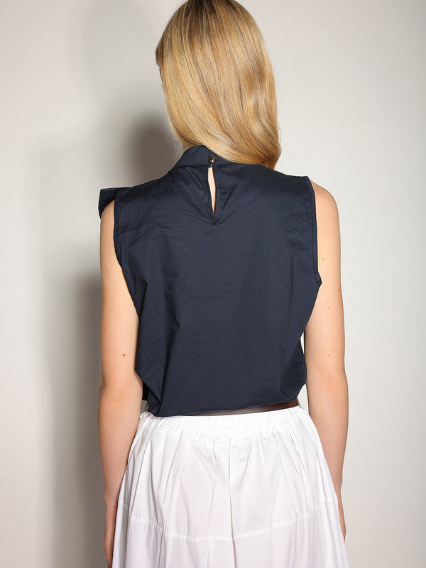 Top in cotone con fiocco