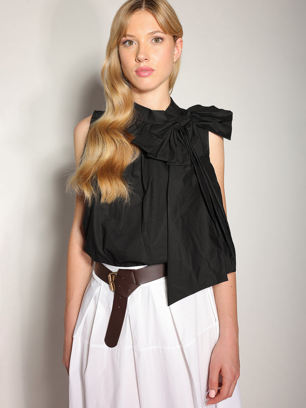 Top in cotone con fiocco