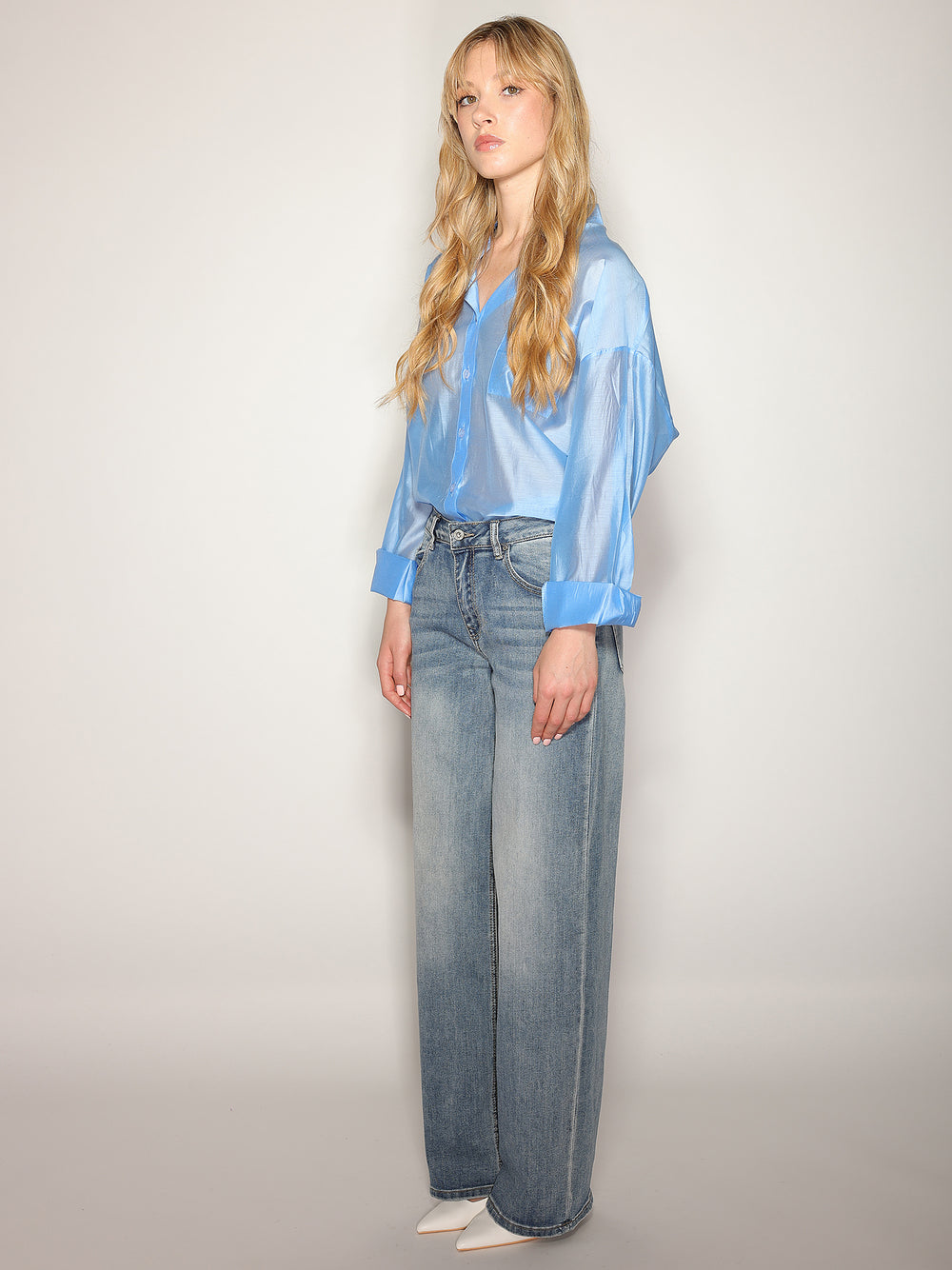 Jeans in cotone a palazzo