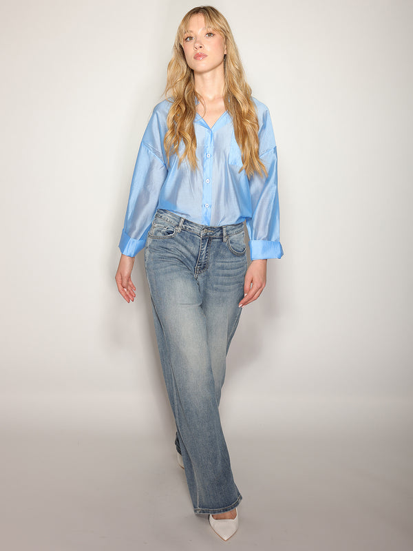 Jeans in cotone a palazzo